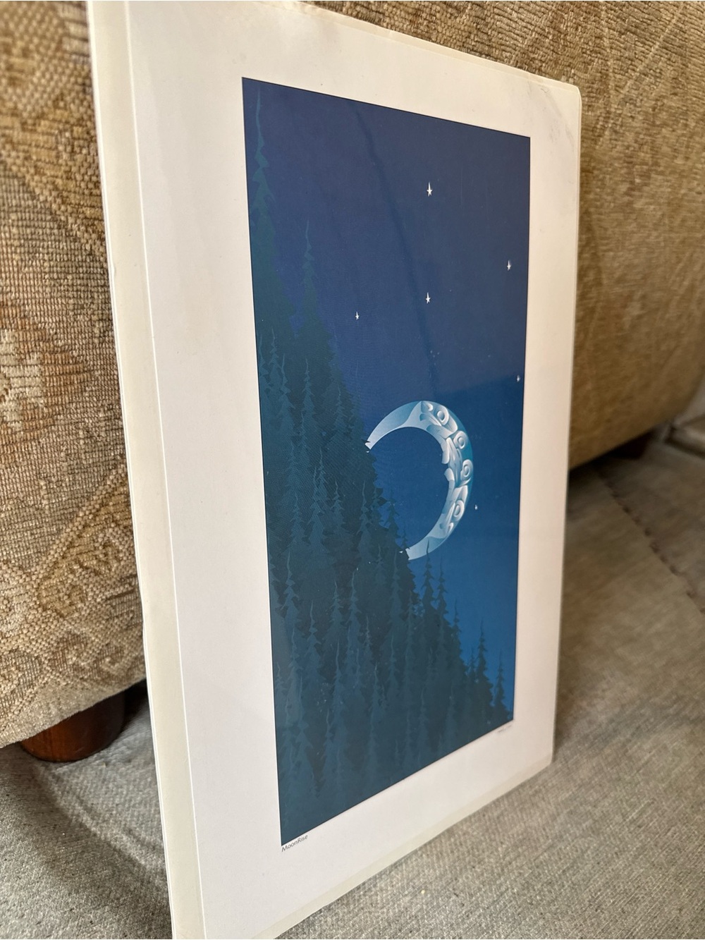 Frank Woll Moonrise Framed Moonlit Forest Art Print - Native American Alaskan